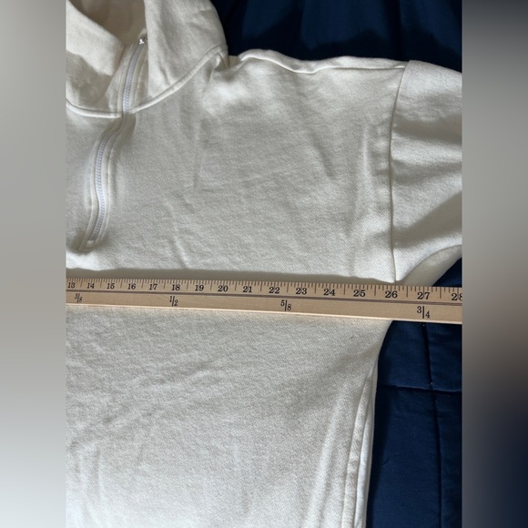 PINK Victoria Secret Cream White Sweater 1/4 zip Logo on Back XL - Picture 9 of 11